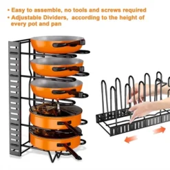 Itopfox Upgraded Pots And Pans Organizer Rack For Kitchen Storage With 8 Tiers & 3 DIY Methods, Rust-proof & Anti-slip -Kitchen Chef GUEST 8e5c76fa b62d 4129 97c3 542ff2d997ca