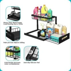 Itopfox Under Sink Organizer With Sliding Drawer, Pull Out Cabinet Storage Shelf For Kitchen Bathroom, Black, 2 Pack -Kitchen Chef GUEST 8fc3ba74 8601 4050 bf71 4a0e57c1c72b