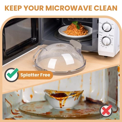 Itopfox Microwave Splatter Cover With Water Steamer, Integrated Handle, Plate Cover, Splatter Guard, Cookware Lid, House Essentials For Gift 3 Itopfox Microwave Splatter Cover With Water Steamer, Integrated Handle, Plate Cover, Splatter Guard, Cookware Lid, House Essentials For Gift