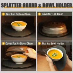 Itopfox Microwave Food Cover And Mat, Large Vented Collapsible Splatter Guard Dish Plate Lid & Silicone Round Kitchen Mat, 4 In 1 -Kitchen Chef GUEST 916f016b 6d76 47e7 b3c3 5cd163d0c8c1