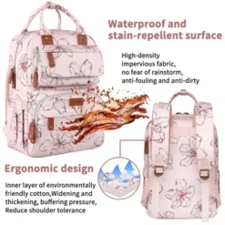 Itopfox Pink Floral Diaper Backpack For Girls, Large Waterproof Baby Bag With Insulated Pockets, Stroller Straps, Travel Holiday -Kitchen Chef GUEST 9170a380 808f 405b 8f6f bb26ec7ab85a