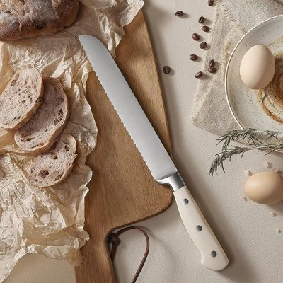 Itopfox 14-Piece Forged High Carbon Stainless Steel Knife Set With Block, Sharp Blade Cutlery, Dishwasher Safe, Cream 9 Itopfox 14-Piece Forged High Carbon Stainless Steel Knife Set With Block, Sharp Blade Cutlery, Dishwasher Safe, Cream - Image 7