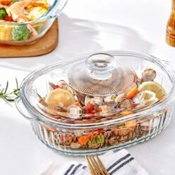 Itopfox 4-Piece Glass Casserole Baking Dish Set With Lids, Includes 2 Casseroles For Baking, Serving And Storing, Borosilicate Glass -Kitchen Chef GUEST 9240d443 c443 4b69 95c4 0193662a8e49