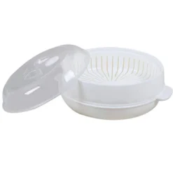 Itopfox 1-Tier Microwave Steamer For Healthy Cooking, White Round Steamer With Transparent Cover For Vegetables & Shellfish, Dishwasher Safe -Kitchen Chef GUEST 930084b7 6a29 4017 8920 bdced936fdee