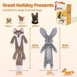 Itopfox No Stuffing Squeaky Crinkle Plush Dog Toys For Aggressive Chewers, Puppy Teething Toys For Small, Medium, Large Breed, Cute Bunny & Redfox -Kitchen Chef GUEST 931955d0 dbc7 43c8 8652 f9bfa205ef71