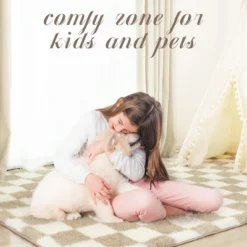 Itopfox Super Soft Fluffy Checkered Shaggy Area Rug, Beige And White Fuzzy Carpet For Living Room Bedroom Kids Room Nursery Dorm Home Decor -Kitchen Chef GUEST 936f21d7 48bf 491e ad83 e072886a9e2e