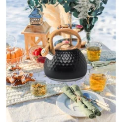 Itopfox Stainless Steel Whistling Tea Kettle With Wood Handle For Stovetop, 3.2 Qt Capacity, Suitable For Gas & Electric Cooktops, Black -Kitchen Chef GUEST 9402141d 4bc8 4941 b496 9da7f510af9c