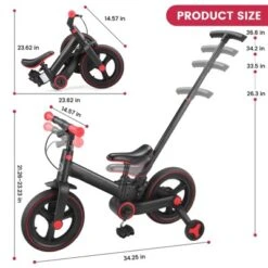 Itopfox 6-in-1 Foldable Toddler Bike With Push Handle, Training Wheels & Pedals For Kids 18-60 Months Adjustable Balance Bike For Boys & Girls -Kitchen Chef GUEST 942e2294 887b 40c8 afc6 4011afcb5d83