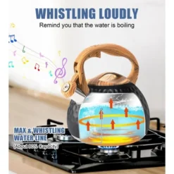 Itopfox Stainless Steel Whistling Tea Kettle With Wood Handle For Stovetop, 3.2 Qt Capacity, Suitable For Gas & Electric Cooktops, Black -Kitchen Chef GUEST 942f5aa3 5557 4e49 88bd ec7da68478eb