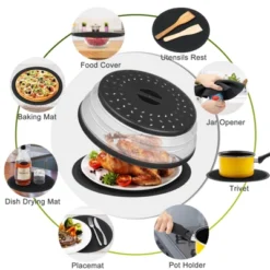 Itopfox Microwave Food Cover And Mat, Large Vented Collapsible Splatter Guard Dish Plate Lid & Silicone Round Kitchen Mat, 4 In 1 -Kitchen Chef GUEST 94675bba e4f6 4bd4 a1e5 d002634fad2b