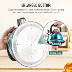 Itopfox Stainless Steel Whistling Tea Kettle With Cool Folding Handle, Rainbow Mirror Finish, Induction Compatible, Large Capacity For Boiling Water -Kitchen Chef GUEST 94bba11d 2607 4233 acad 2e302af5dff3