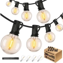 Itopfox Outdoor String Lights Waterproof 200FT With 100+4 Shatterproof LED Edison Bulbs For Party Backyard Gazebo Pergola Cafe, 2Pack X 100ft