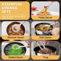 Itopfox 15-Piece Kitchen Cooking Utensils Set With Holder, Heat Resistant Food Grade Silicone Utensils For Nonstick Cookware, Dishwasher Safe -Kitchen Chef GUEST 98331be1 d6a8 417e a50a 53a37f0159c0