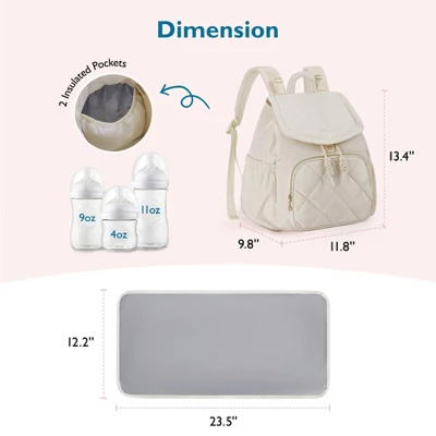 Itopfox Compact Diaper Backpack For Travel, Lightweight Quilted Baby Bag With Stroller Straps & Changing Pad, 11 Pockets 3 Itopfox Compact Diaper Backpack For Travel, Lightweight Quilted Baby Bag With Stroller Straps & Changing Pad, 11 Pockets