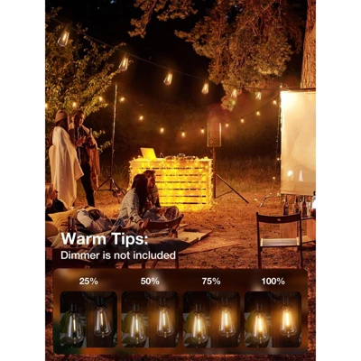 Itopfox Outdoor String Lights, Waterproof Patio Lights With 45+3 Shatterproof Dimmable LED Bulbs, Connectable For Backyard Garden 6 Itopfox Outdoor String Lights, Waterproof Patio Lights With 45+3 Shatterproof Dimmable LED Bulbs, Connectable For Backyard Garden - Image 4