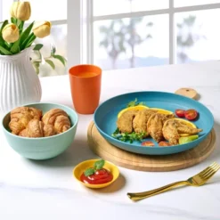 Itopfox Wheat Straw Dinnerware Set-16 Unbreakable Plates, Bowls, Cups & Sauce Dishes, Microwave & Dishwasher Safe For Kitchen, Parties & Camping -Kitchen Chef GUEST 994836d4 cb4d 48f1 8e37 5285abffae85