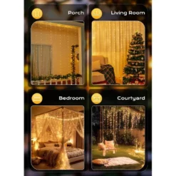 Itopfox 300 LED Fairy Curtain Lights With Remote, 8 Lighting Modes, USB Plug In, Warm White String Lights For Christmas Bedroom, Weddings, Dorm Decor -Kitchen Chef GUEST 99b9910d 7715 4e15 8b38 940c32d9aafc