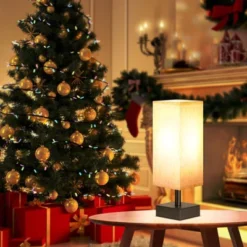 Itopfox Small Table Lamp For Bedroom - Minimalist Night Stand Light With Square Fabric Shade, Desk Reading Lamp For Kids Room Living Room Office Dorm -Kitchen Chef GUEST 99cd2069 1efb 417d a37f 17da7c1744ca