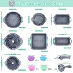 Itopfox 72-Piece Silicone Bakeware Set, Nonstick Baking Pans With Cake & Loaf Pans, Baking Cups, Measuring Cups & Spoons, Oven & Dishwasher Safe 14 Itopfox 72-Piece Silicone Bakeware Set, Nonstick Baking Pans With Cake & Loaf Pans, Baking Cups, Measuring Cups & Spoons, Oven & Dishwasher Safe -Kitchen Chef GUEST 9a1a133e dd93 46fb add1 4b768f81e2fa