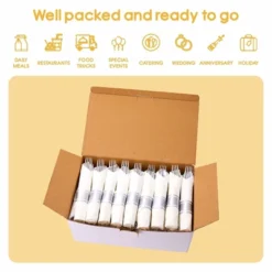 Itopfox 50 Pack Pre Rolled Silver Plastic Cutlery Set With Forks, Knives, Spoons & Napkins, Disposable For Party, Wedding & Events -Kitchen Chef GUEST 9afa985d 408e 4c9e a002 f2fa0e759023