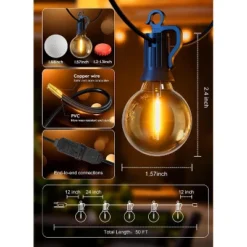 Itopfox Outdoor String Lights, 50FT 25 G40 Bulbs Shatterproof Patio Lights, IP65 Waterproof Dimmable Hanging Connectable Globe LED For Backyard 15 Itopfox Outdoor String Lights, 50FT 25 G40 Bulbs Shatterproof Patio Lights, IP65 Waterproof Dimmable Hanging Connectable Globe LED For Backyard -Kitchen Chef GUEST 9be31f73 7b08 43d7 a2ce bd82d010e6cb