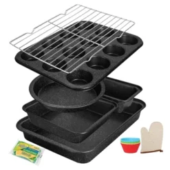 Itopfox 6-Piece Non-Stick Bakeware Set, Stackable Baking Pans For Even Heating, Includes Muffin Pan, Loaf Pan, Round & Square Cake Pans, Cooling Rack -Kitchen Chef GUEST 9c960fb2 49c6 4eb0 b1c5 76586879eae9
