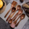 Itopfox Wooden Non-Stick Kitchen Utensil Set - 7-Piece Natural Teak Spatula, Spoon, Salad Fork, And More For Cooking And Serving -Kitchen Chef GUEST 9ca2bd94 5aae 44a5 ac38 728d7befb981