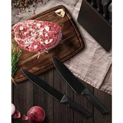Itopfox 15-Piece Kitchen Knife Set With Block, Self-Sharpening, Dishwasher Safe, Includes 6 Steak Knives, Anti-Slip Handle, Black -Kitchen Chef GUEST 9cec2352 dd45 4f38 95f9 031b28692b59