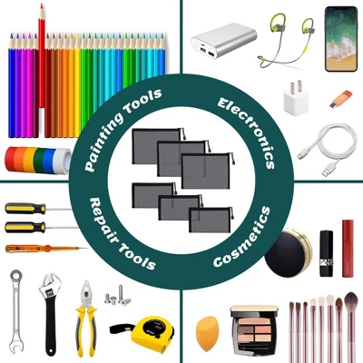 Itopfox 6-Pack Mesh Cosmetic Pouches With Zipper For Makeup, Toiletries, And Organizing Home Or Office Essentials (Black) 7 Itopfox 6-Pack Mesh Cosmetic Pouches With Zipper For Makeup, Toiletries, And Organizing Home Or Office Essentials (Black) - Image 5