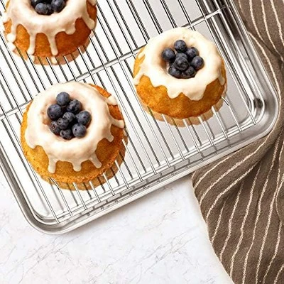 Itopfox Stainless Steel Bakeware Set, 9-Piece For Cake Cookie Loaf Muffin, Includes Round Square Rectangle Pans With Lid & Rack, Dishwasher Safe 7 Itopfox Stainless Steel Bakeware Set, 9-Piece For Cake Cookie Loaf Muffin, Includes Round Square Rectangle Pans With Lid & Rack, Dishwasher Safe - Image 5