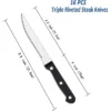 Itopfox Steak Knives Set Of 16 With Serrated Stainless Steel Blades, Triple Rivet Handles, Dishwasher Safe For Home, Restaurant, Parties