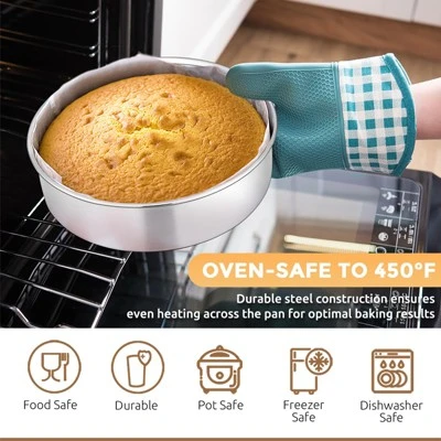 Itopfox Stainless Steel Baking Pan Set, 6-Piece Metal Bakeware Includes Cookie Sheet, Round Square Cake Pans, Non-Toxic & Dishwasher Safe 4 Itopfox Stainless Steel Baking Pan Set, 6-Piece Metal Bakeware Includes Cookie Sheet, Round Square Cake Pans, Non-Toxic & Dishwasher Safe - Image 2