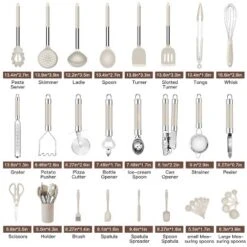 Itopfox 33-Piece Silicone Cooking Utensil Set With Stainless Steel Handles - Non-Stick Kitchen Tools Including Turner Ladle Whisk, Spatula, And More -Kitchen Chef GUEST 9f7ce816 e6e3 4895 a418 e3ddb3074e96