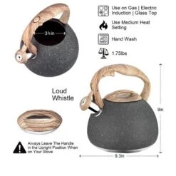 Itopfox Tea Kettle, 2.7 Quart With Wood Pattern Handle Loud Whistle Food Grade Stainless Steel Anti-Hot Handle Anti-Rust Finish Suitable For All Heat -Kitchen Chef GUEST a021bfdc ee93 4299 9645 8c0e8e574a97