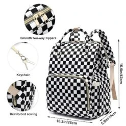 Itopfox Checkered Waterproof Diaper Backpack For Baby Girls And Moms, Large Nappy Bag With Insulated Bottle Pockets -Kitchen Chef GUEST a134252a 6795 4dbd 814e 47c3286b1434