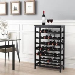 Itopfox 7-Tier Bamboo Wine Rack Freestanding Floor With Table Top, Wine Storage Shelf For Kitchen Dining Room Bar, Black -Kitchen Chef GUEST a39daba5 3223 4756 b3c0 9aa5dab38184