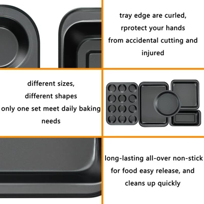 Itopfox Kitchen 5-Piece Nonstick Bakeware Set With Round & Square Cake Pans, Muffin Pan, Loaf Pan, Roast Pan For Baking 5 Itopfox Kitchen 5-Piece Nonstick Bakeware Set With Round & Square Cake Pans, Muffin Pan, Loaf Pan, Roast Pan For Baking - Image 3