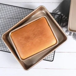 Itopfox Nonstick Deep Baking Pans Set, Rectangle Cake Pan, Stackable Bakeware Set Of 3, Oven Trays For Baking, Gold -Kitchen Chef GUEST a4c227ad aa72 4869 9c76 974033060d5a