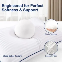 Itopfox Soft Queen Size Pillows Set Of 2, Fluffy & Supportive Bed Pillows For Back Stomach Side Sleepers Filled With Down Alternative, Luxury Pillows
