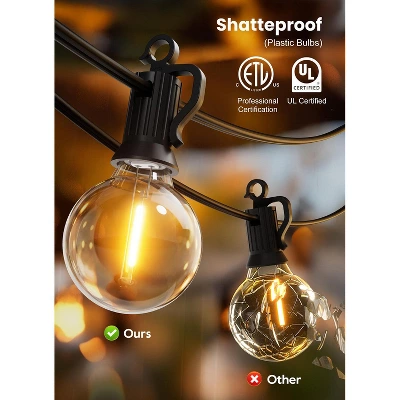 Itopfox Outdoor String Lights, 50FT 25 G40 Bulbs Shatterproof Patio Lights, IP65 Waterproof Dimmable Hanging Connectable Globe LED For Backyard 8 Itopfox Outdoor String Lights, 50FT 25 G40 Bulbs Shatterproof Patio Lights, IP65 Waterproof Dimmable Hanging Connectable Globe LED For Backyard - Image 6