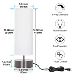 Kitchen Chef 31 Itopfox Touch Table Lamp, 3-Way Dimmable Modern Minimalist Accent Bedside Lamp With Cylinder Fabric Shade, Night Light Nightstand Desk Lamp