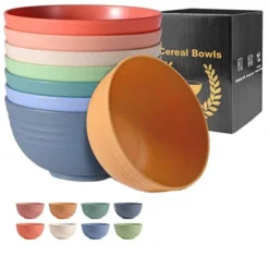 Itopfox BPA Free Unbreakable Wheat Straw Cereal Bowls - Microwave & Dishwasher Safe Soup And Salad Bowls, Set Of 8, Multicolor -Kitchen Chef GUEST a8ea8d5c 699d 4df0 b621 a8a904a7b7ec