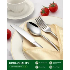 Itopfox 24-Piece Silverware Set With Steak Knives, Stainless Steel Flatware Set For 4, Includes Spoons, Knives, Dishwasher Safe For Home & Restaurant -Kitchen Chef GUEST a8ed895a 8eff 472a bf82 ae5a88830d56 1