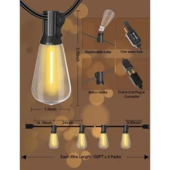 Itopfox Outdoor String Lights Waterproof 400FT Shatterproof Patio Lights With 212 Vintage Dimmable LED Edison Bulbs For Backyard Fence Garden -Kitchen Chef GUEST aa2a5000 67db 425e 8288 51cb991166e3