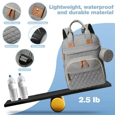 Itopfox Large Diaper Backpack With Changing Station, Insulated Pockets, USB Port, Waterproof, Lightweight, Unisex, Grey 4 Itopfox Large Diaper Backpack With Changing Station, Insulated Pockets, USB Port, Waterproof, Lightweight, Unisex, Grey - Image 2