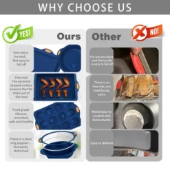 Itopfox 31-Piece Silicone Baking Pans Set, Nonstick Bakeware With Metal Reinforced Frame, Navy Blue, Perfect For Cakes, Muffins, Breads -Kitchen Chef GUEST abfc34ab 91da 4516 81b3 f80fad3738e7