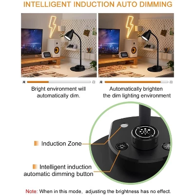 Itopfox LED Desk Lamp With USB Charging Port, 3 Color Modes, Dimmable Reading Light, Intelligent Auto Dimming, Flexible Gooseneck For Bedside, Office 6 Itopfox LED Desk Lamp With USB Charging Port, 3 Color Modes, Dimmable Reading Light, Intelligent Auto Dimming, Flexible Gooseneck For Bedside, Office - Image 4