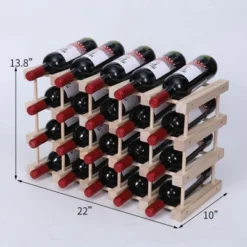 Itopfox Wooden Stackable Wine Rack For Countertop Or Floor - Freestanding Cabinet Holds 20 Bottles -Kitchen Chef GUEST aef79adb 54c2 4d88 9faf 3bb43603586e