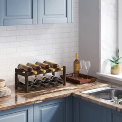 Itopfox Freestanding 2-Tier Bamboo Wine Rack For 8 Bottles, Countertop Cabinet Holder, Storage Shelf For Bar, Pantry, Wine Cellar, Basement -Kitchen Chef GUEST afd7d0f4 7a6e 4321 b39c 4d09649d40d4