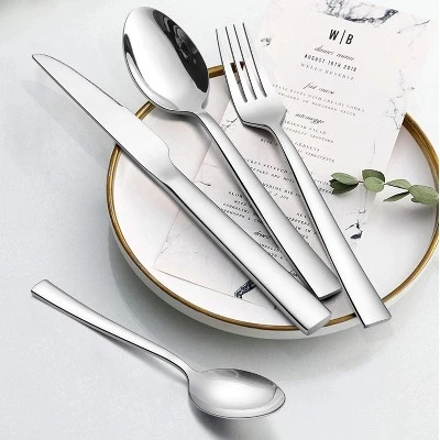 Itopfox Silverware Set For 2, 10-Piece Stainless Steel Flatware Cutlery Set, Square Edge Kitchen Utensil With Knives, Forks, Spoons, Dishwasher Safe 8 Itopfox Silverware Set For 2, 10-Piece Stainless Steel Flatware Cutlery Set, Square Edge Kitchen Utensil With Knives, Forks, Spoons, Dishwasher Safe - Image 6